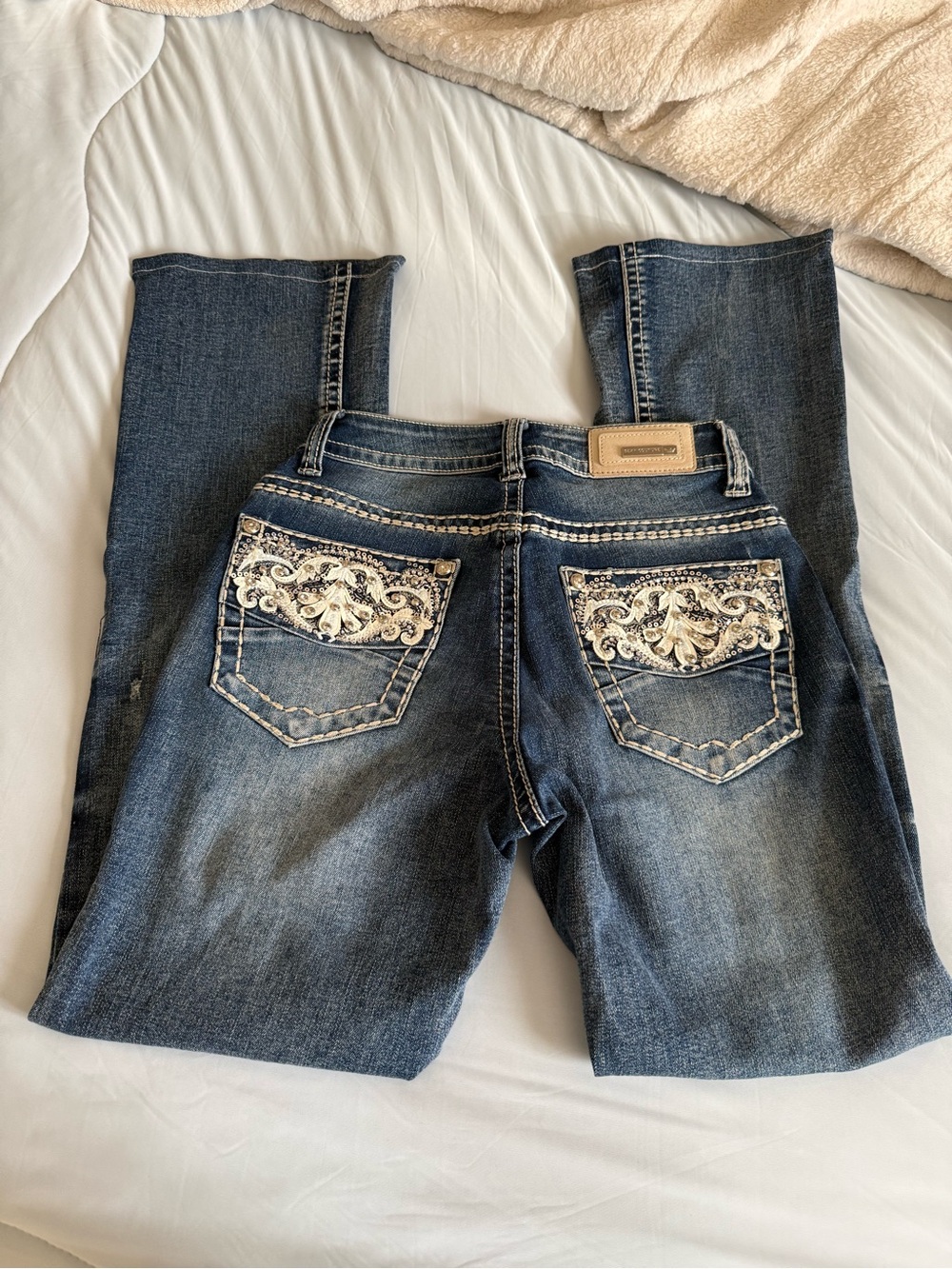 Embellished Dark Blue Denim Women's Jeans